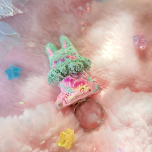 mint and strawberry bunny ring