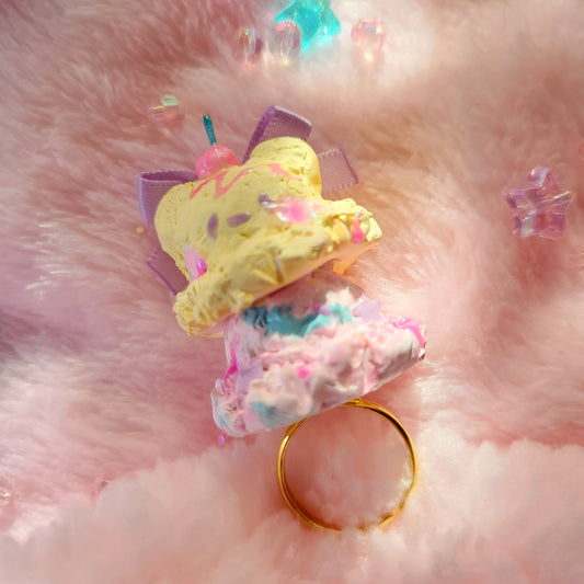 yellow and pink bear ice cream ring