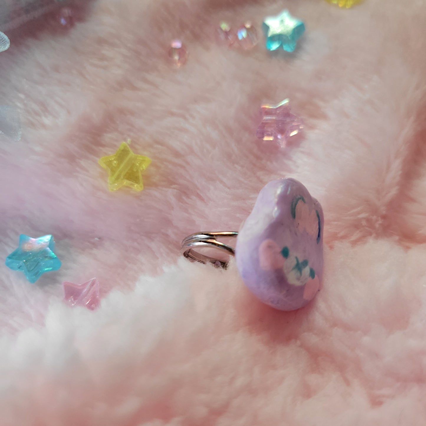 purple bunny face ring