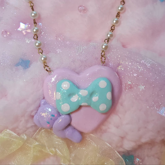 polka dot bow necklace