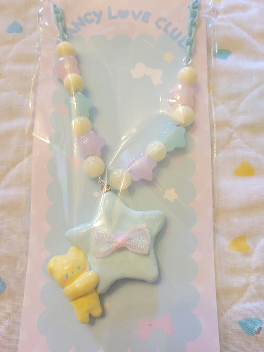 Star bear blue necklace