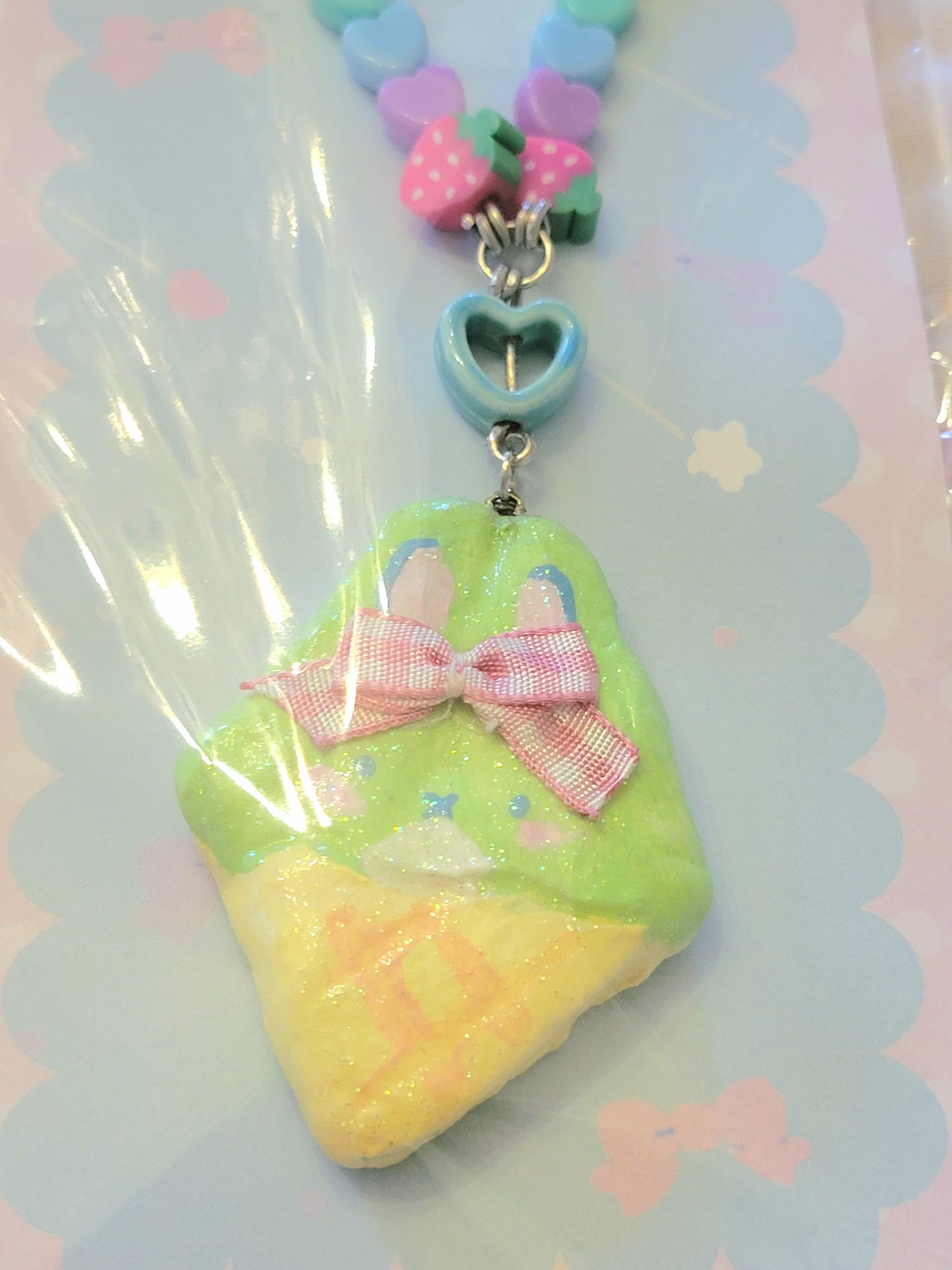 Green bunny Ice cream necklace