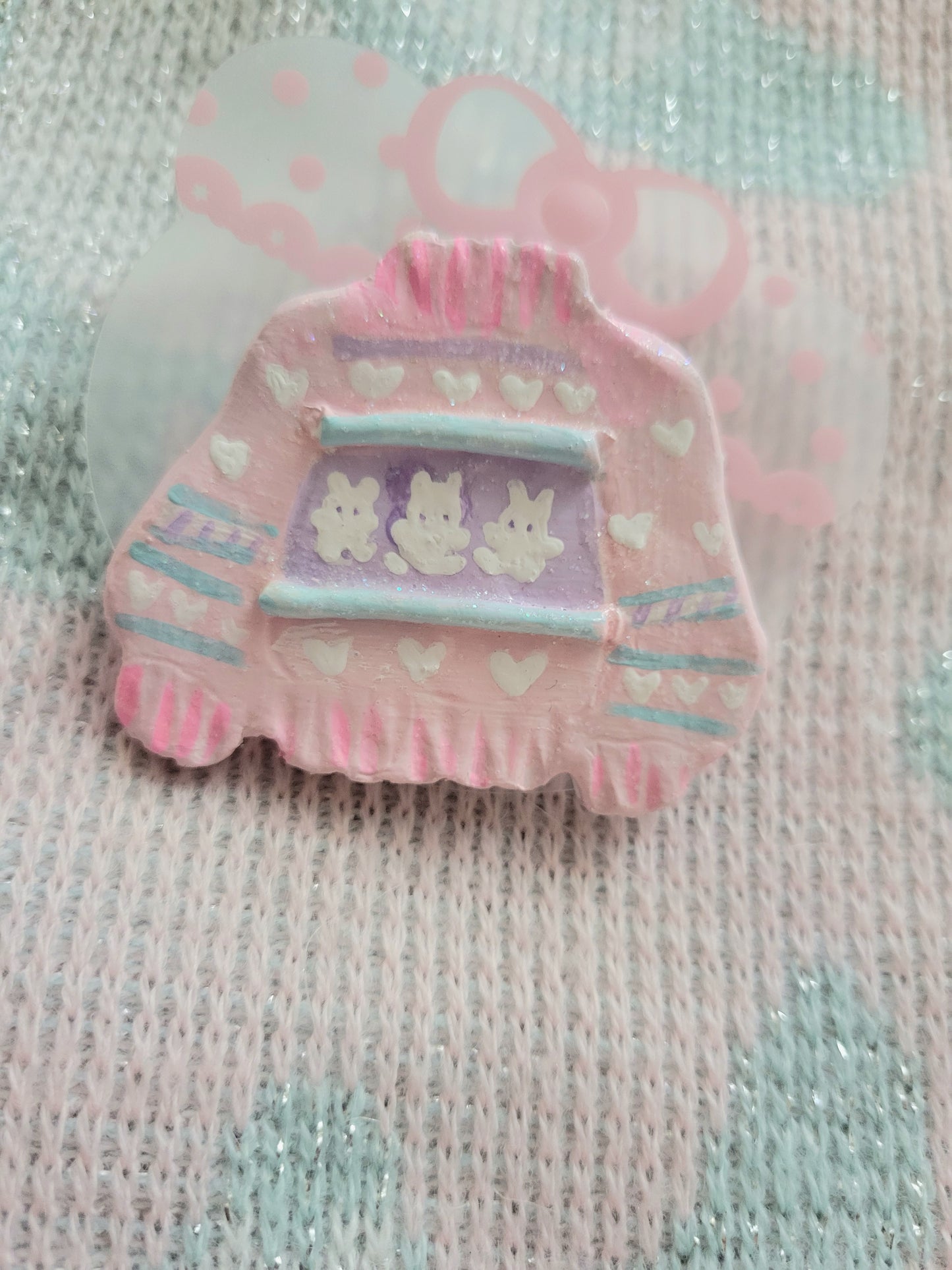 Fancy sweater clay pin