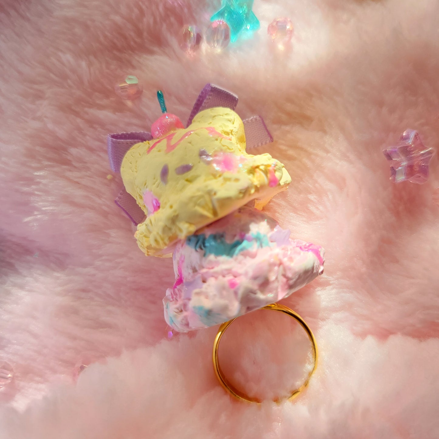 yellow and pink bear ice cream ring