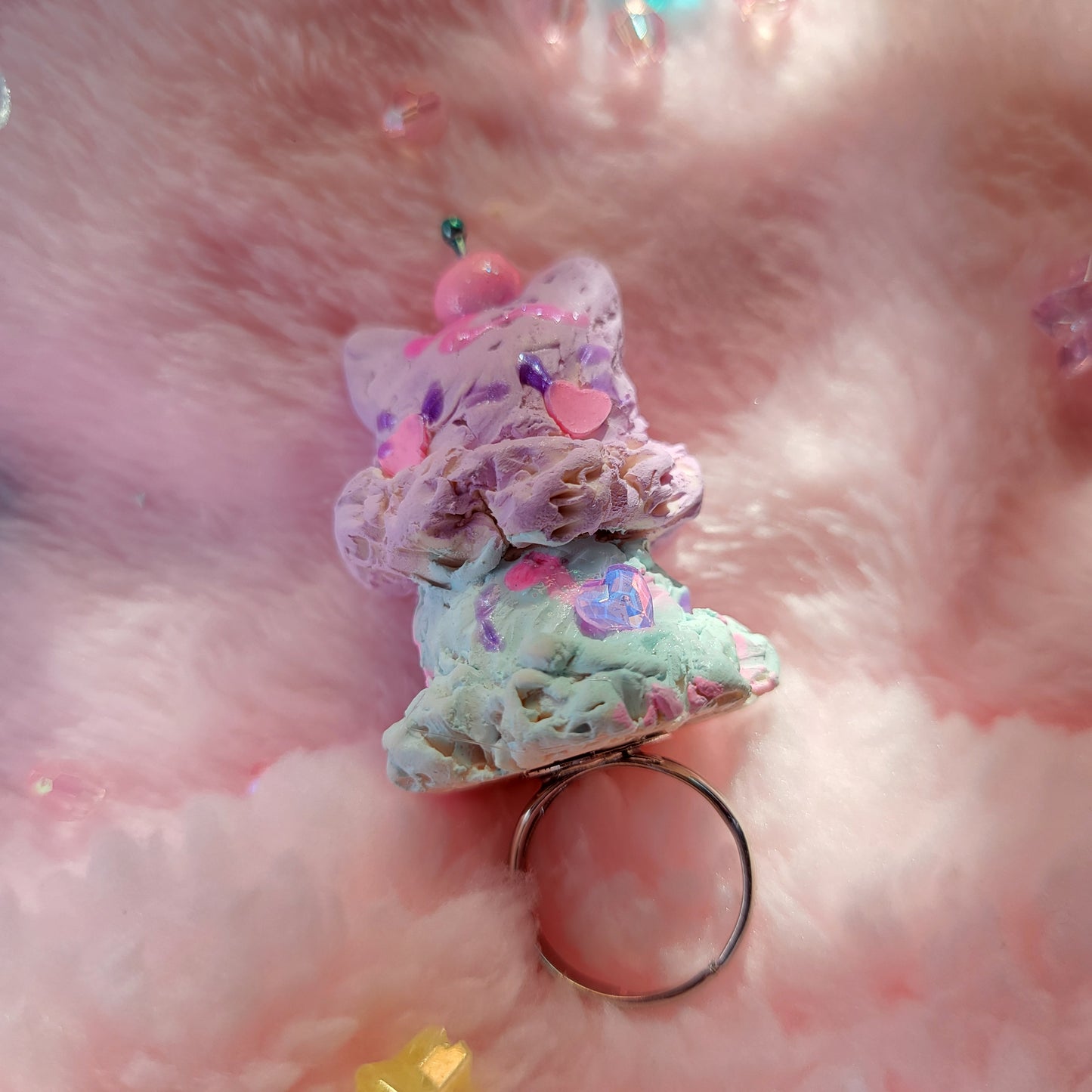 purple and mint kitty ice cream ring