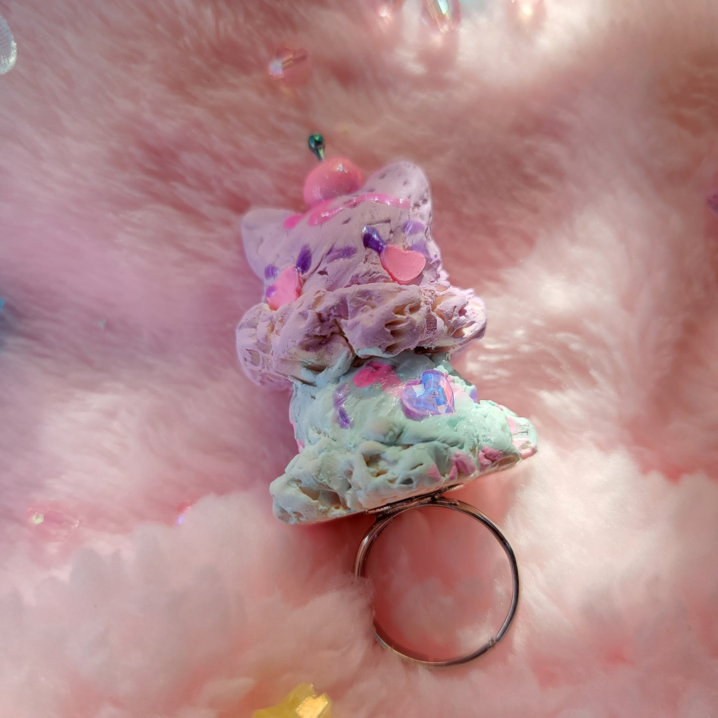 purple and mint kitty ice cream ring