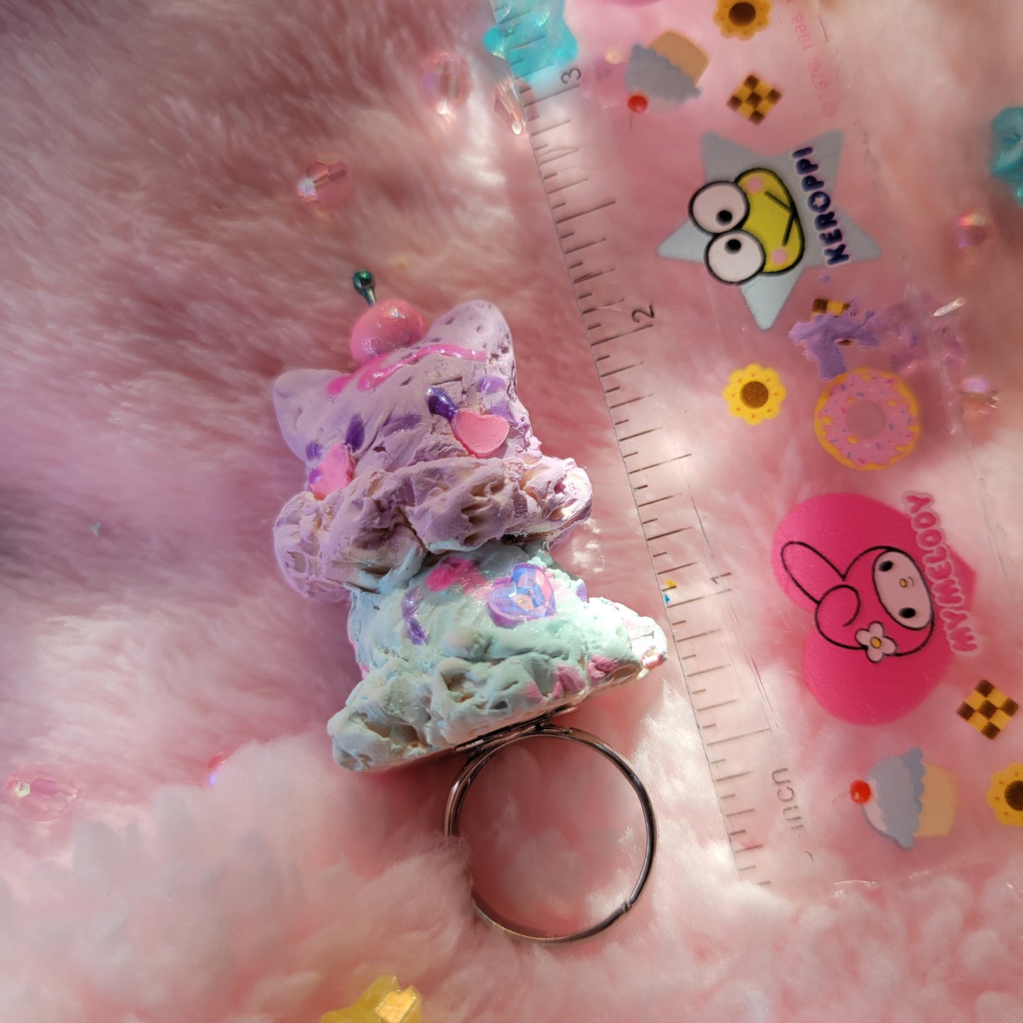 purple and mint kitty ice cream ring