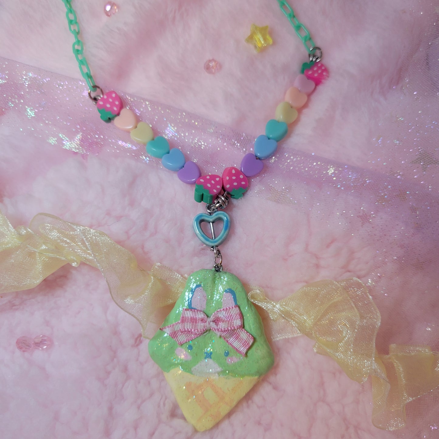bunny ice cream necklace