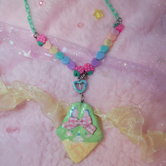 bunny ice cream necklace