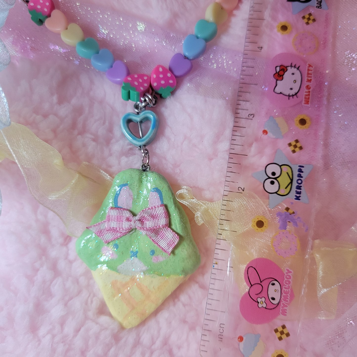 bunny ice cream necklace