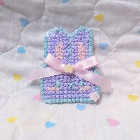 crossstitch purple bunny 2way clip